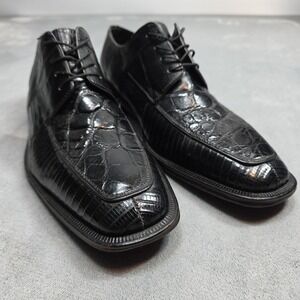 David Eden Genuine Alligator Leather Shoes Men's Size‎ 9 Tapered Square Toe...